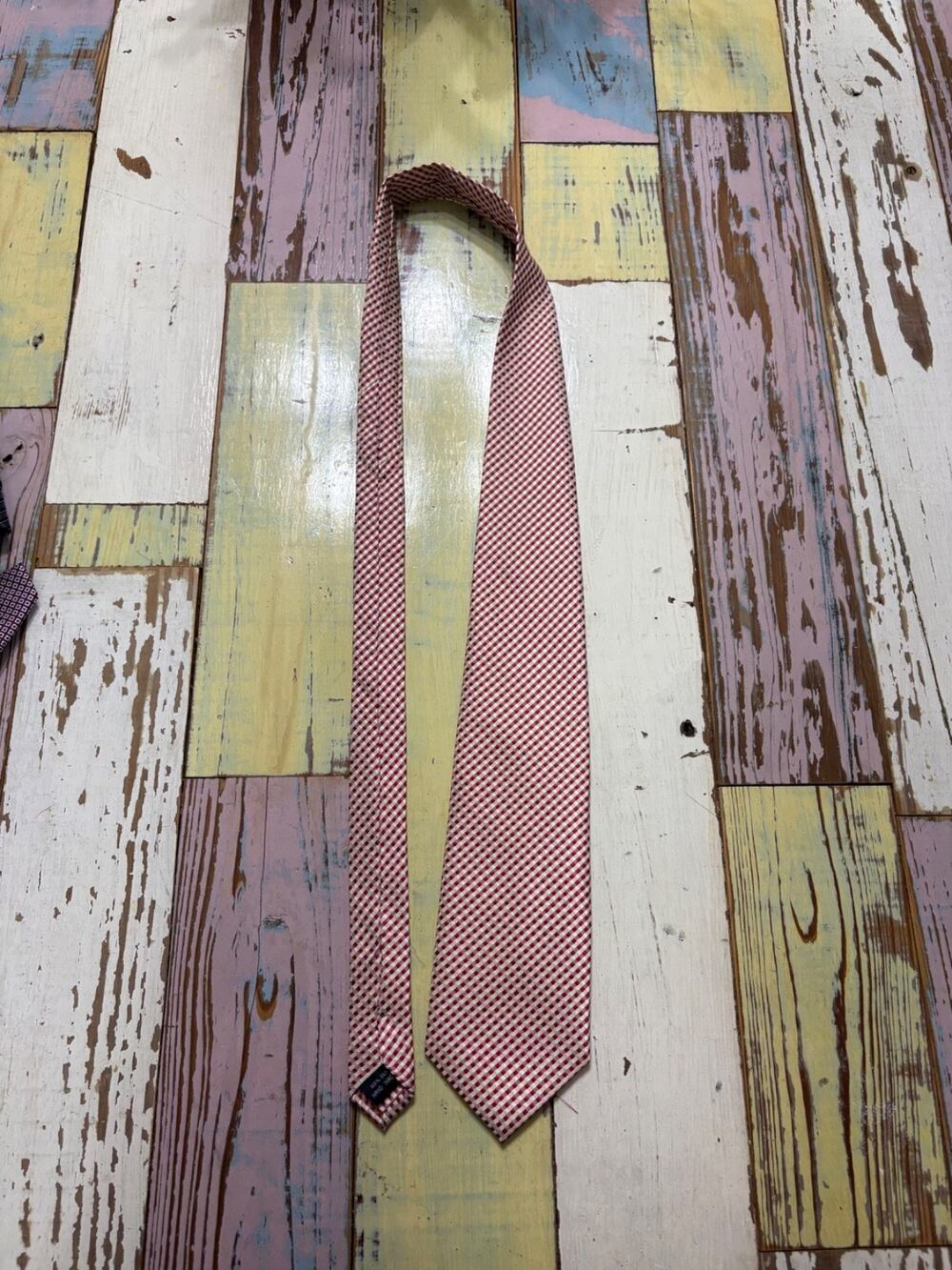beau brummel Tie mens red and white gingham